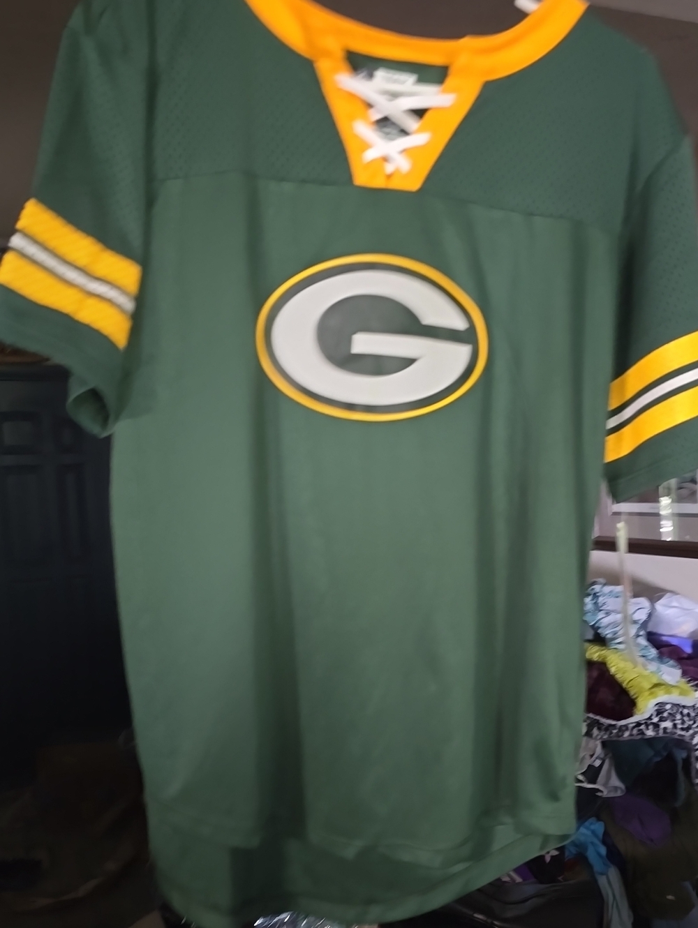 NFL Green Lace-Up Team Jersey with Yellow Accents